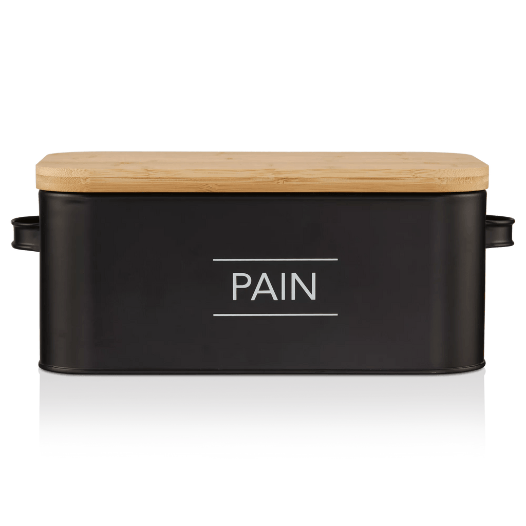 Metal Bread Box with Bamboo Lid