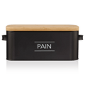 Metal Bread Box with Bamboo Lid