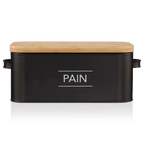 Metal Bread Box with Bamboo Lid