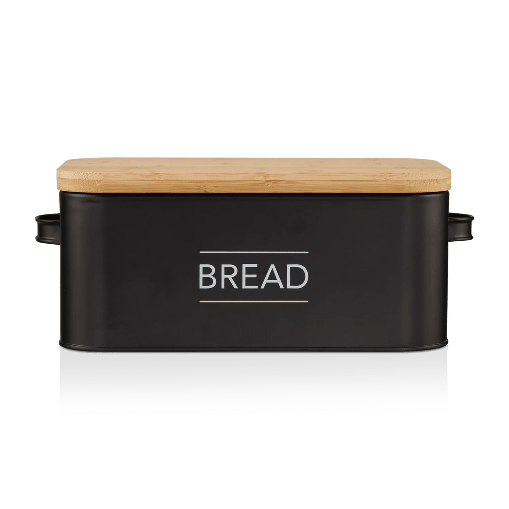 Metal Bread Box with Bamboo Lid