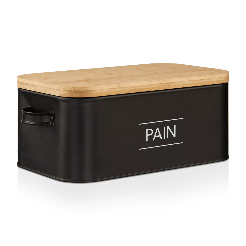 Metal Bread Box with Bamboo Lid