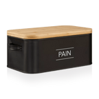 Metal Bread Box with Bamboo Lid