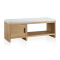 Fabric and Wood Bench with Shoe Rack and Storage
