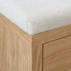 Fabric and Wood Bench with Shoe Rack and Storage