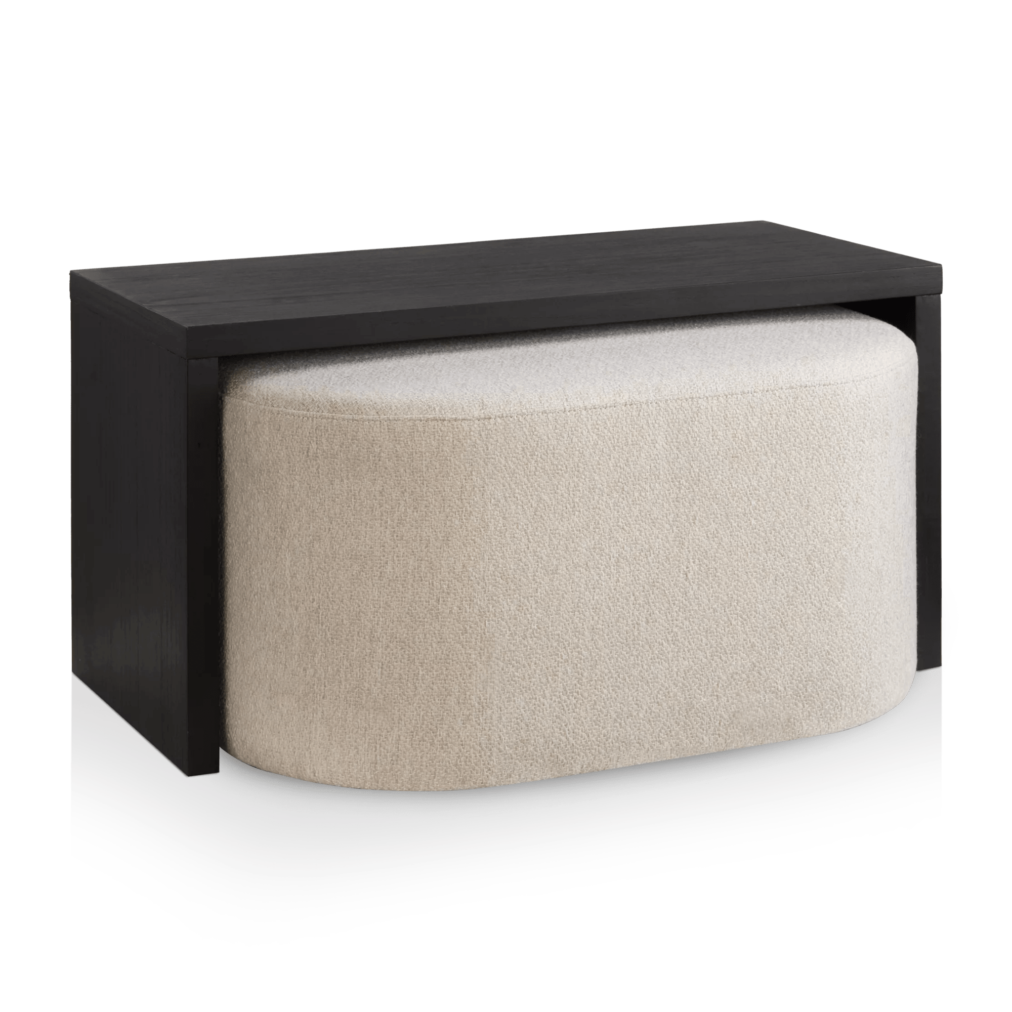 Black Coffee Table with Ottoman