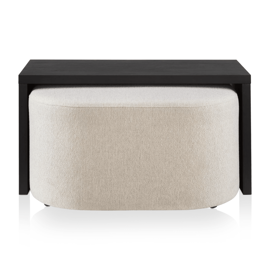 Black Coffee Table with Ottoman