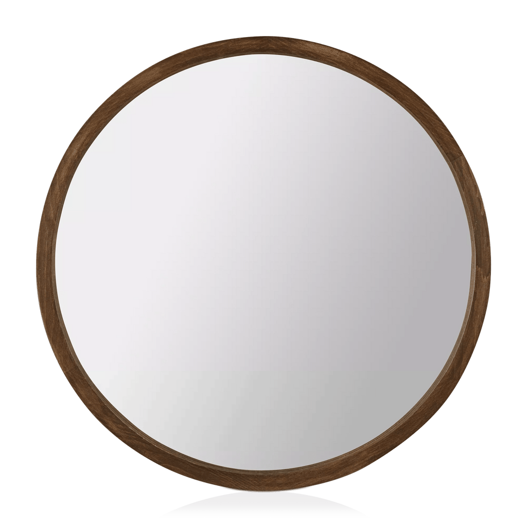 Round Wood Framed Mirror