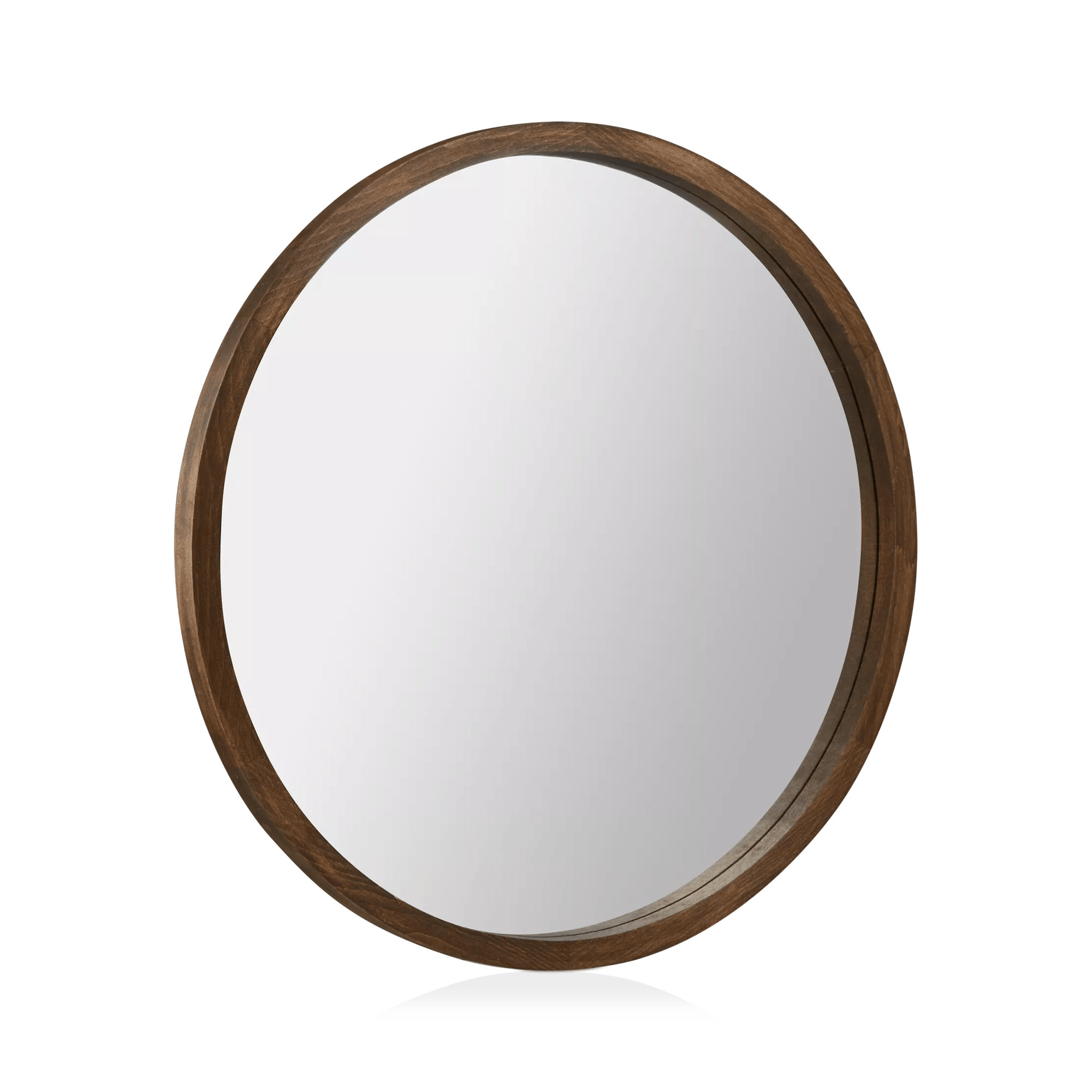 Round Wood Framed Mirror