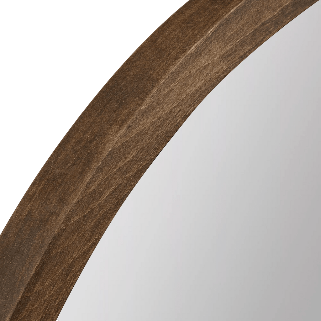 Round Wood Framed Mirror