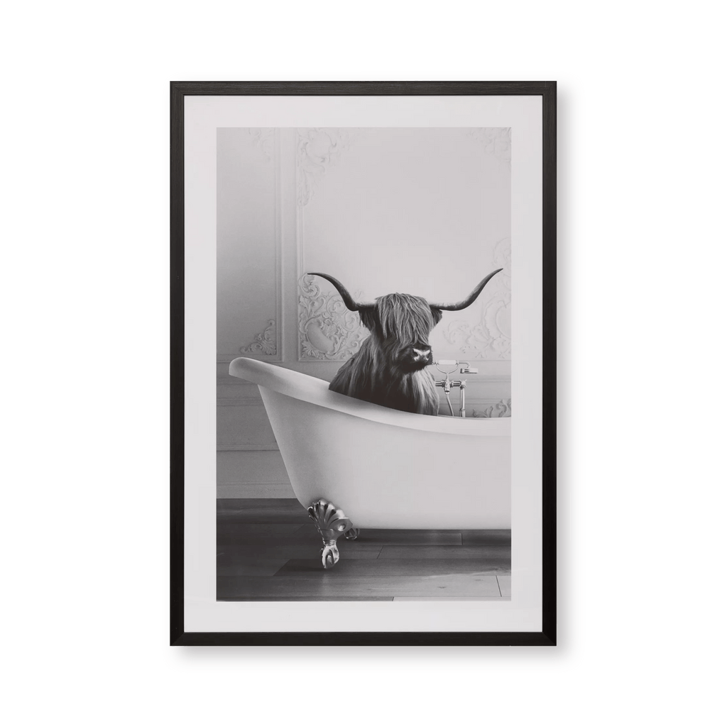 Bull in Bathtub Printed Framed Art