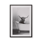 Bull in Bathtub Printed Framed Art