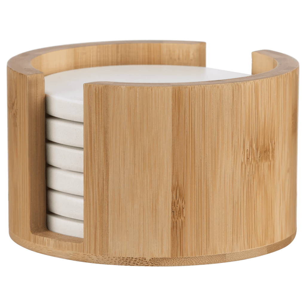 Set of 6 Coasters in Bamboo Tray