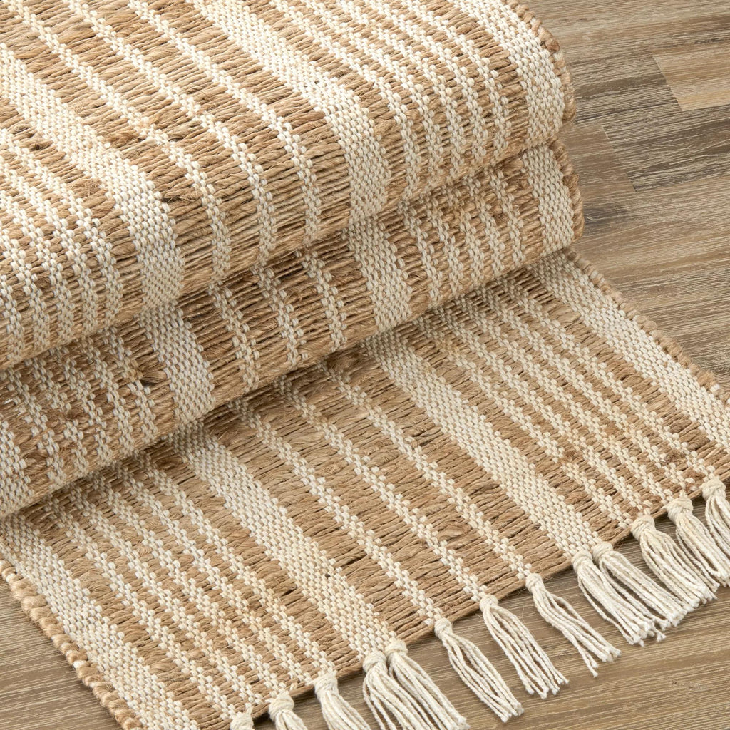 Striped Natural Table Runner