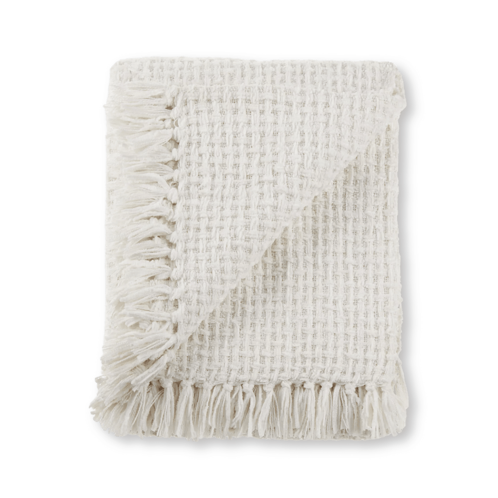 Off White Basic Chenille Knit Throw