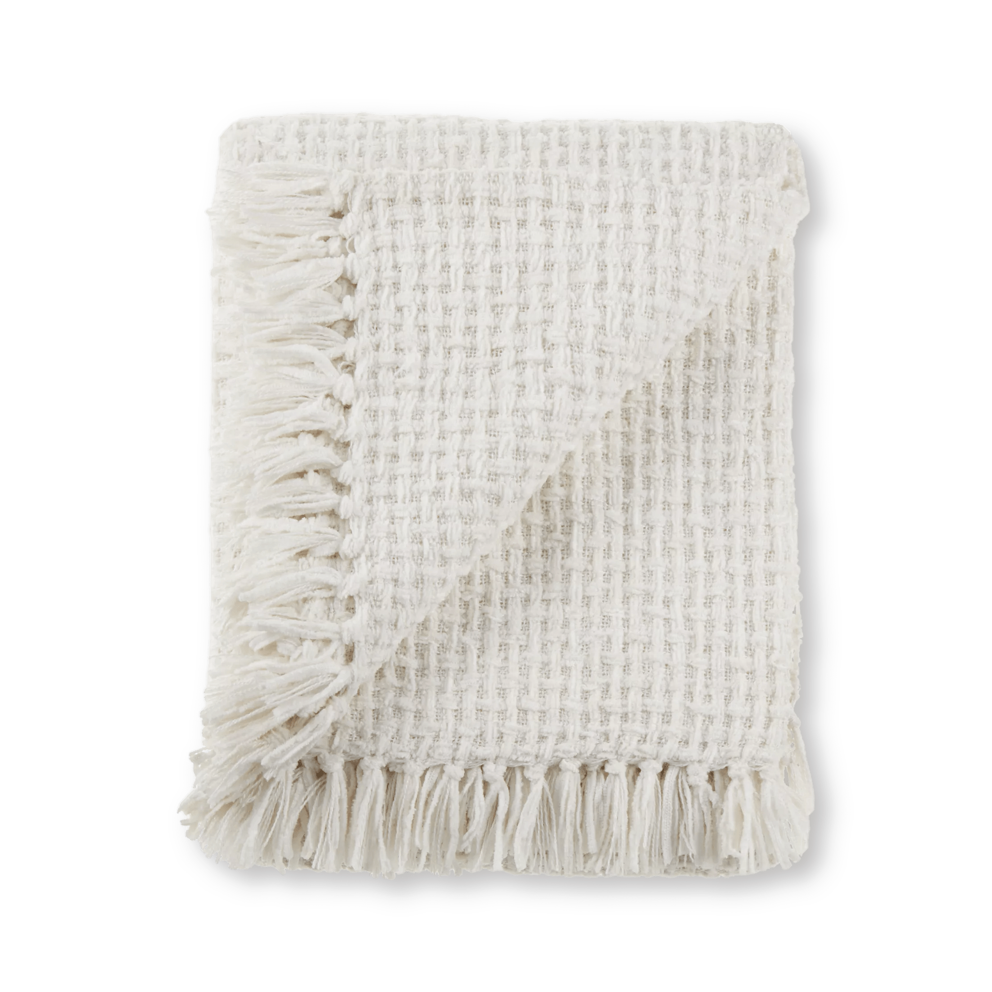 Off White Basic Chenille Knit Throw