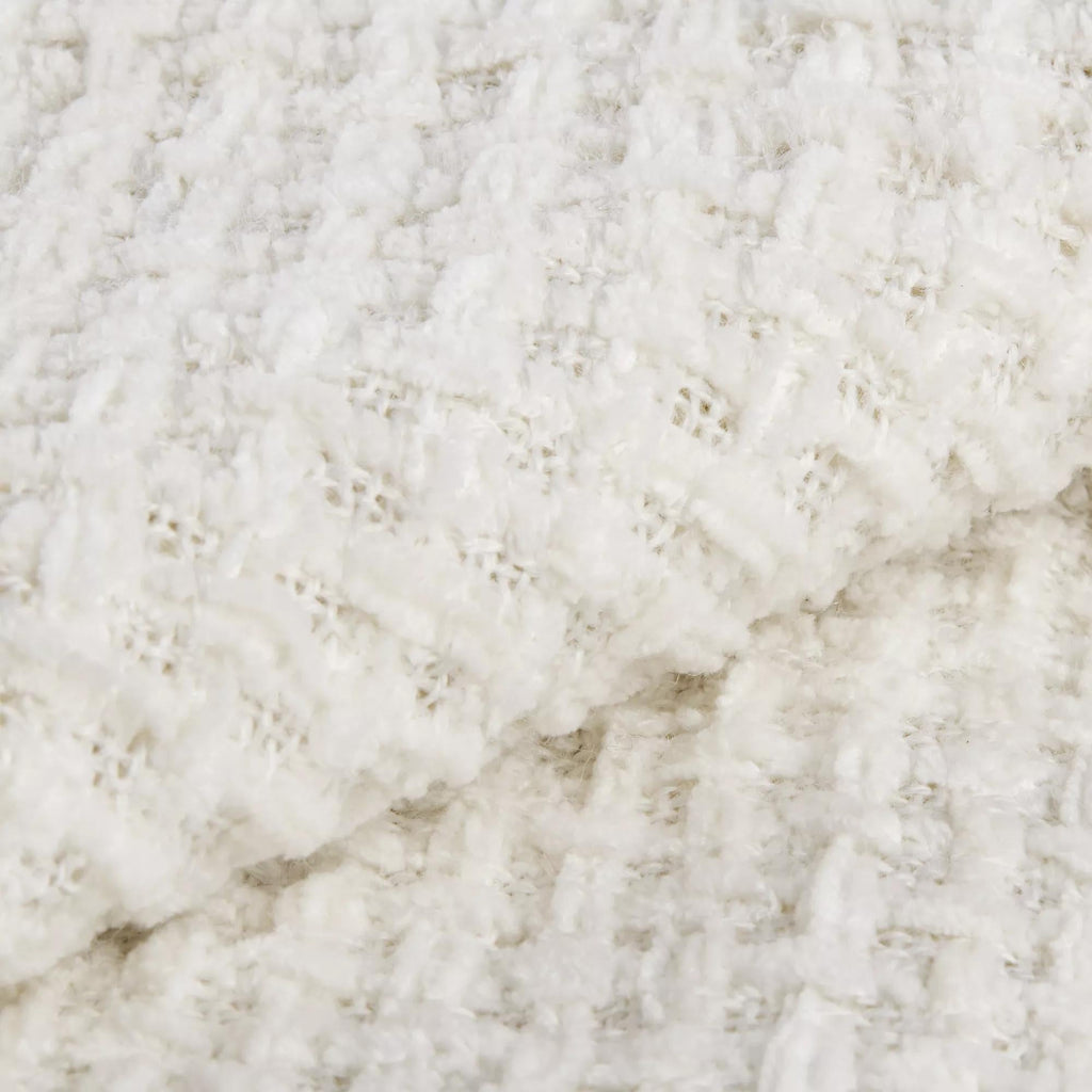 Off White Basic Chenille Knit Throw