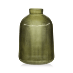 Green Ribbed Glass Table Vase