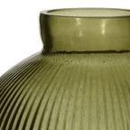 Green Ribbed Glass Table Vase