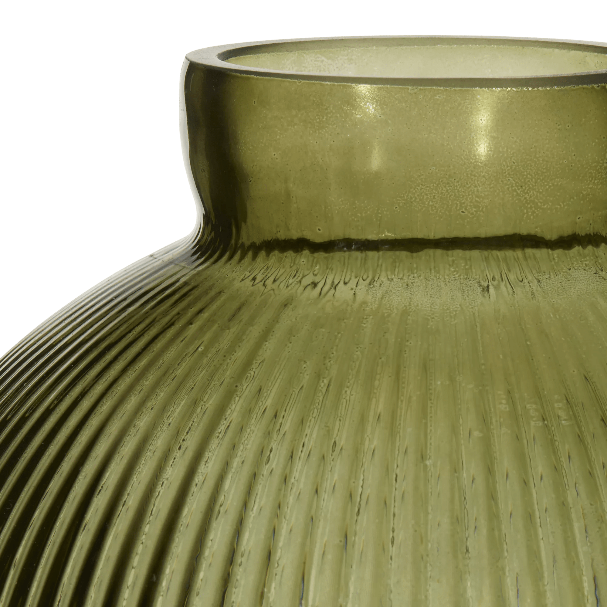 Green Ribbed Glass Table Vase