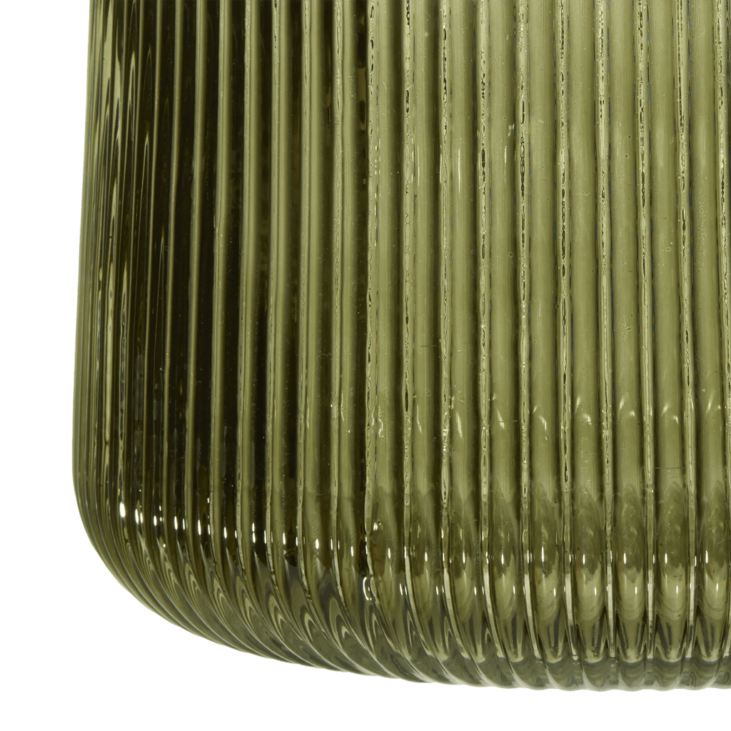 Green Ribbed Glass Table Vase