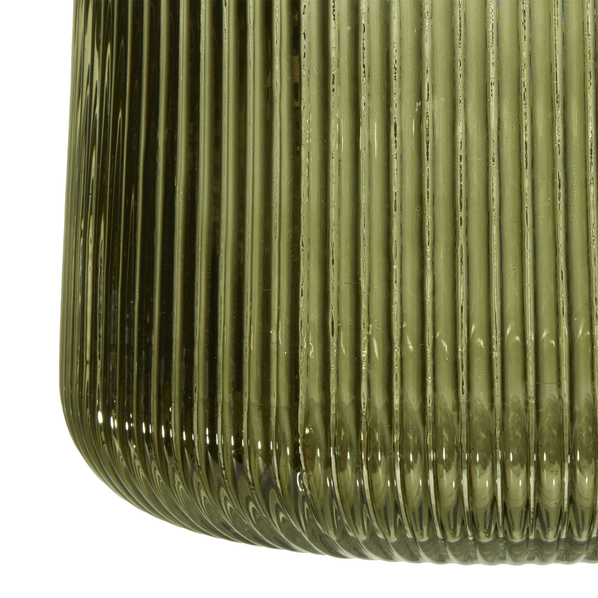 Green Ribbed Glass Table Vase