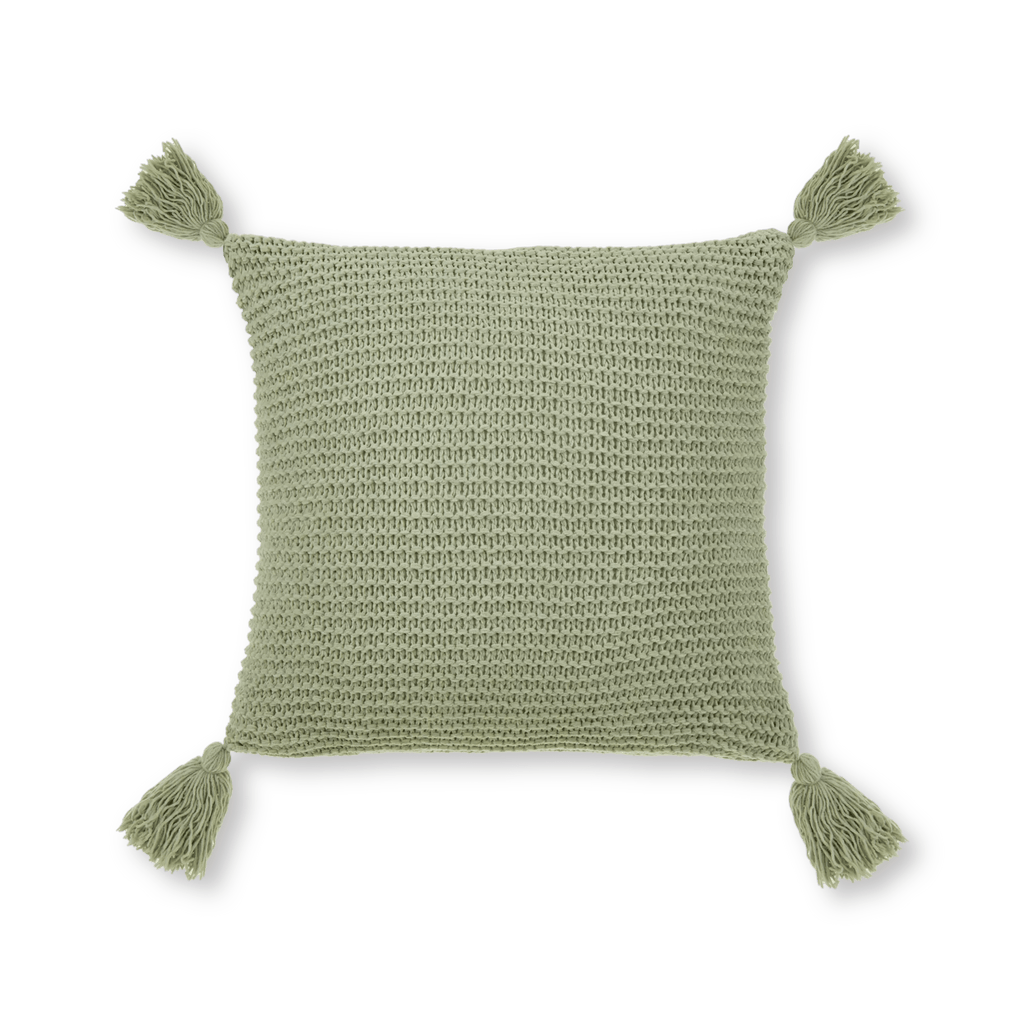 Sage Erna Decorative Pillow with Tassels