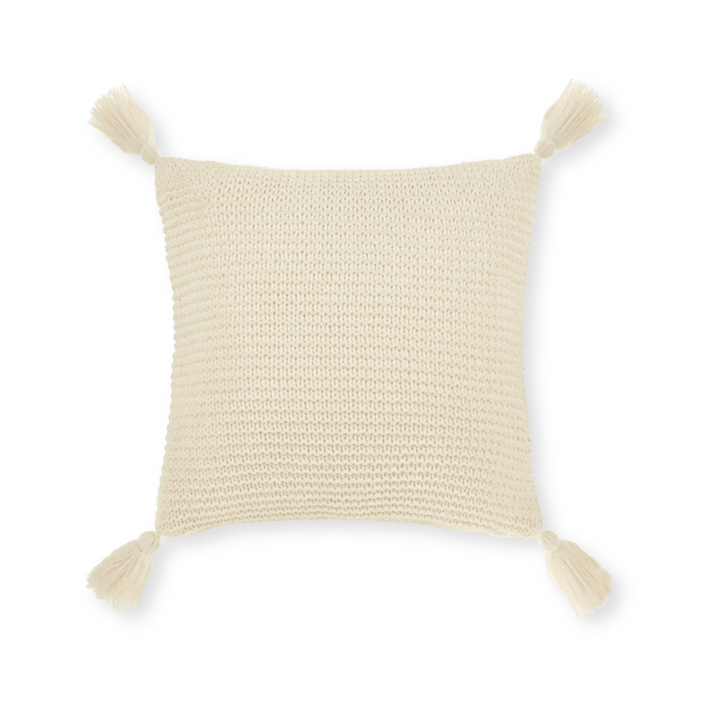 White Erna Decorative Pillow with Tassels