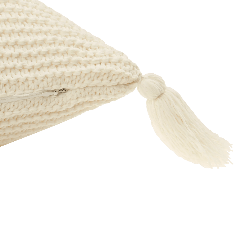 White Erna Decorative Pillow with Tassels