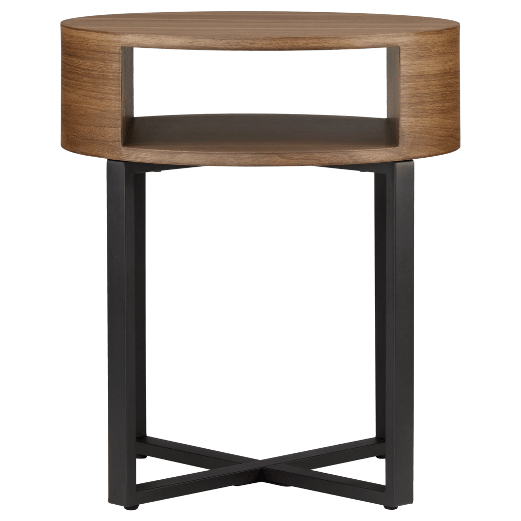 Metal and Walnut Side Table