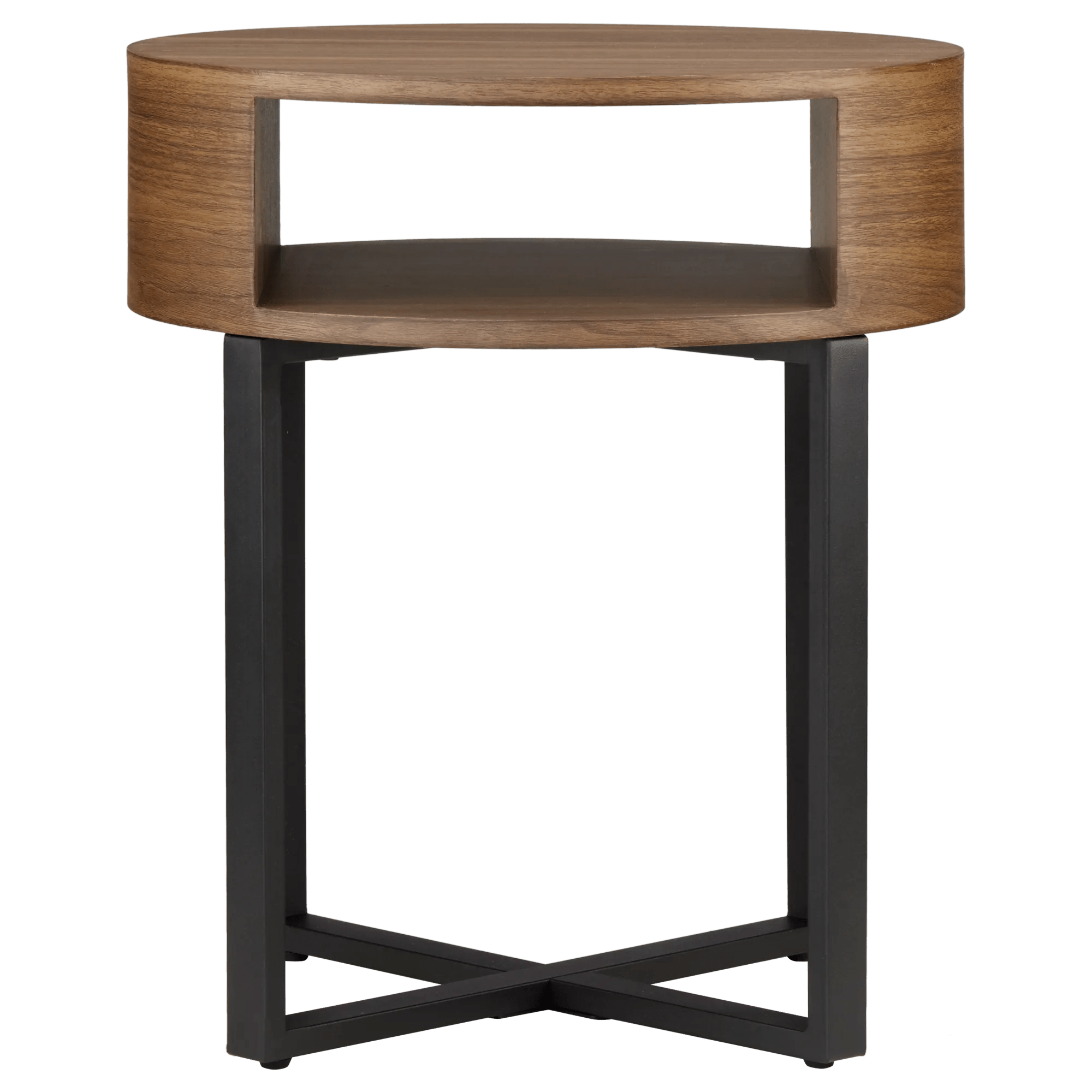 Metal and Walnut Side Table