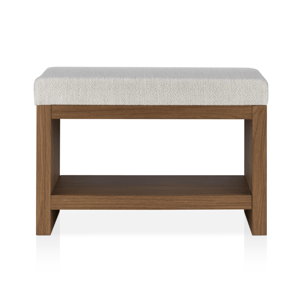 Fabric and Wood Bench with Shoe Rack