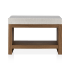 Fabric and Wood Bench with Shoe Rack