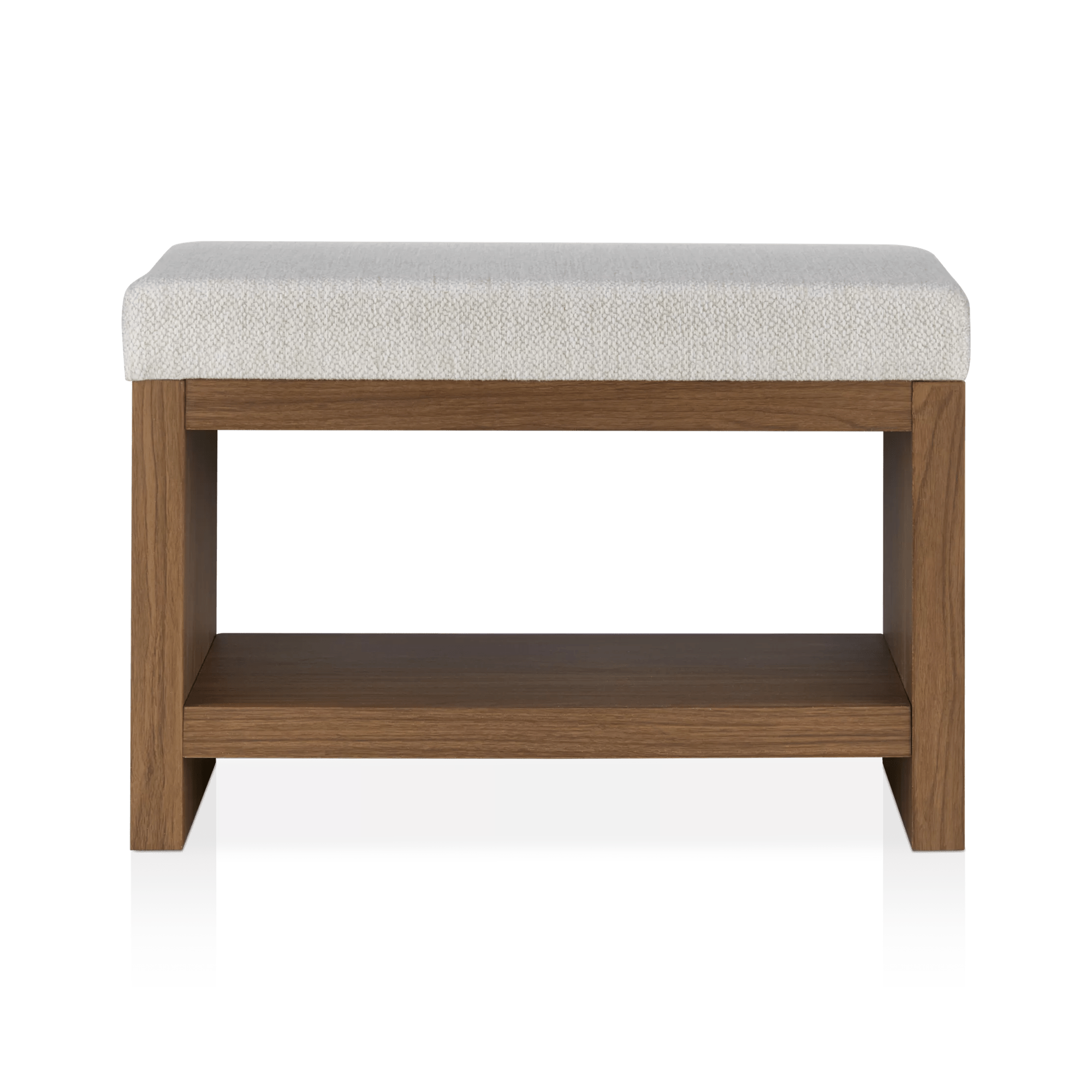 Fabric and Wood Bench with Shoe Rack