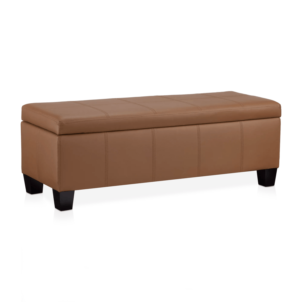 Rust Faux Leather Storage Bench
