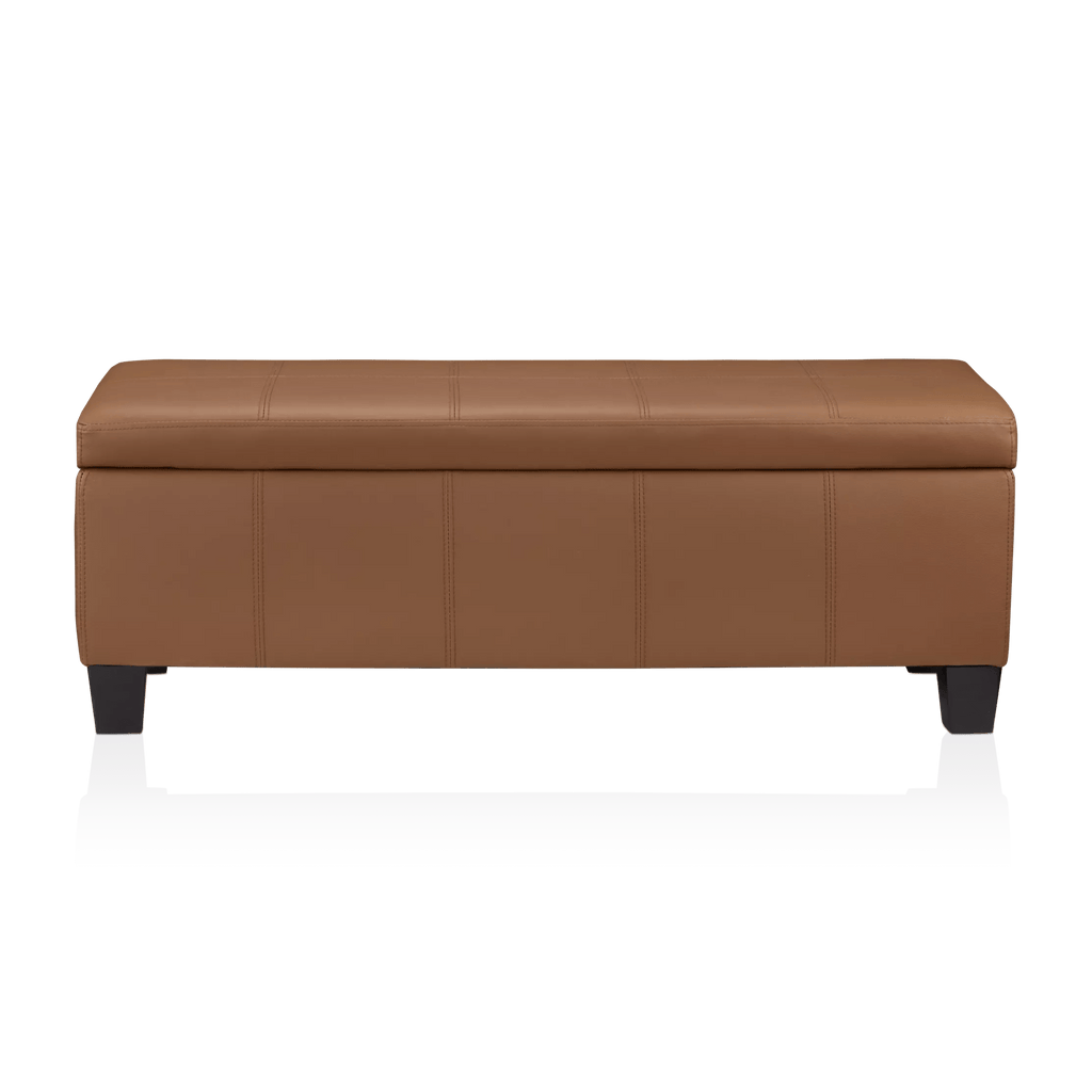 Rust Faux Leather Storage Bench