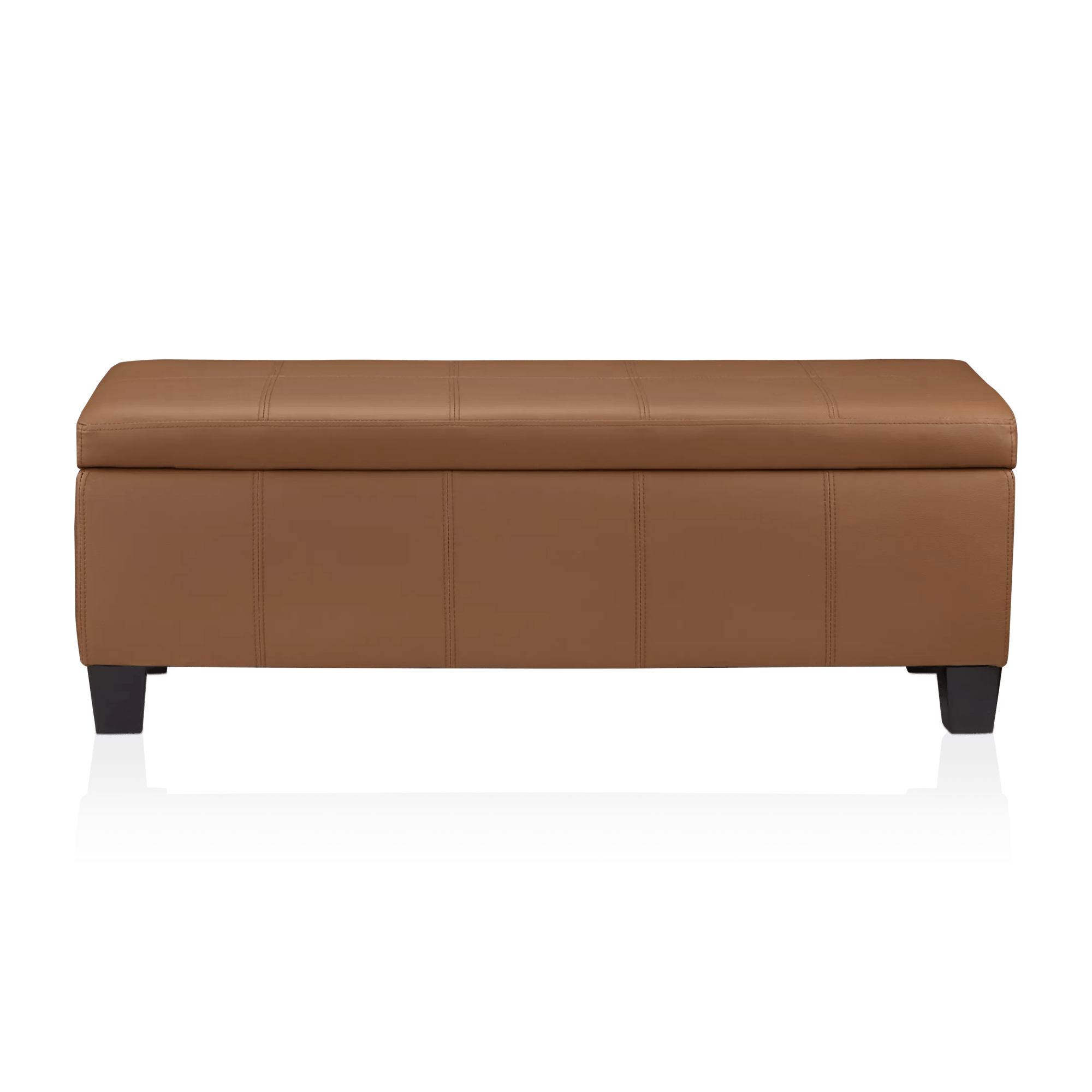 Rust Faux Leather Storage Bench