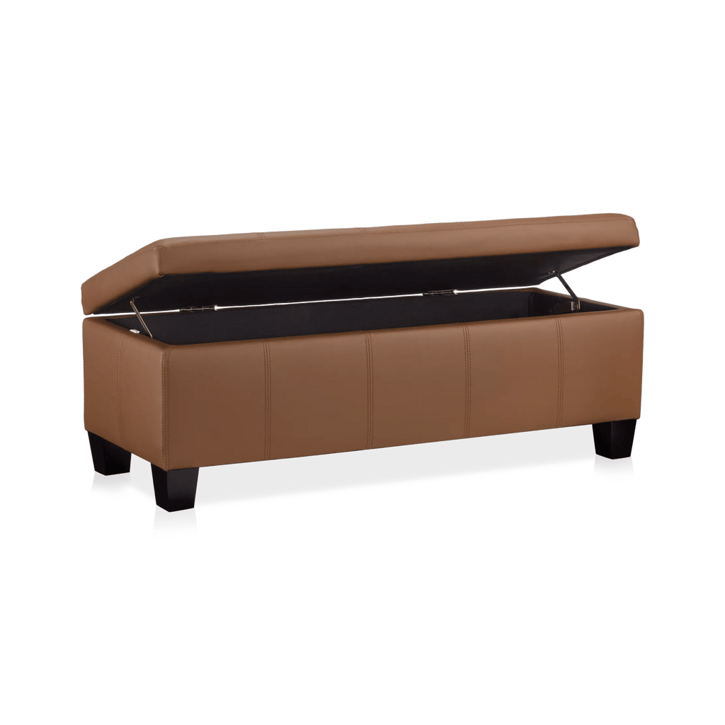 Rust Faux Leather Storage Bench