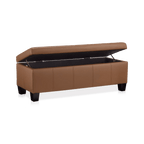 Rust Faux Leather Storage Bench