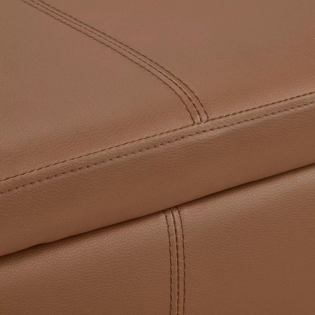 Rust Faux Leather Storage Bench