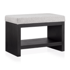 Fabric and Wood Bench with Shoe Rack