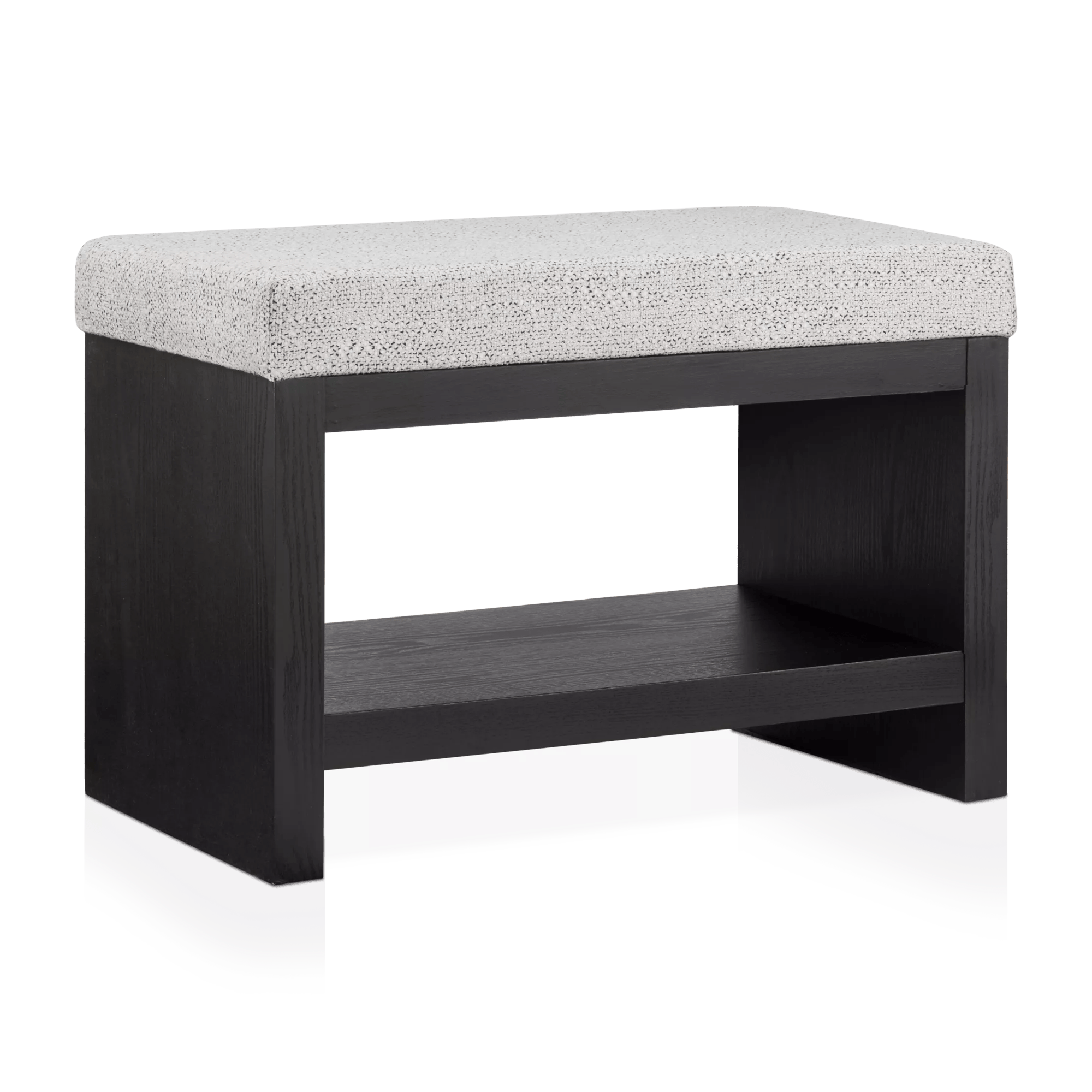 Fabric and Wood Bench with Shoe Rack