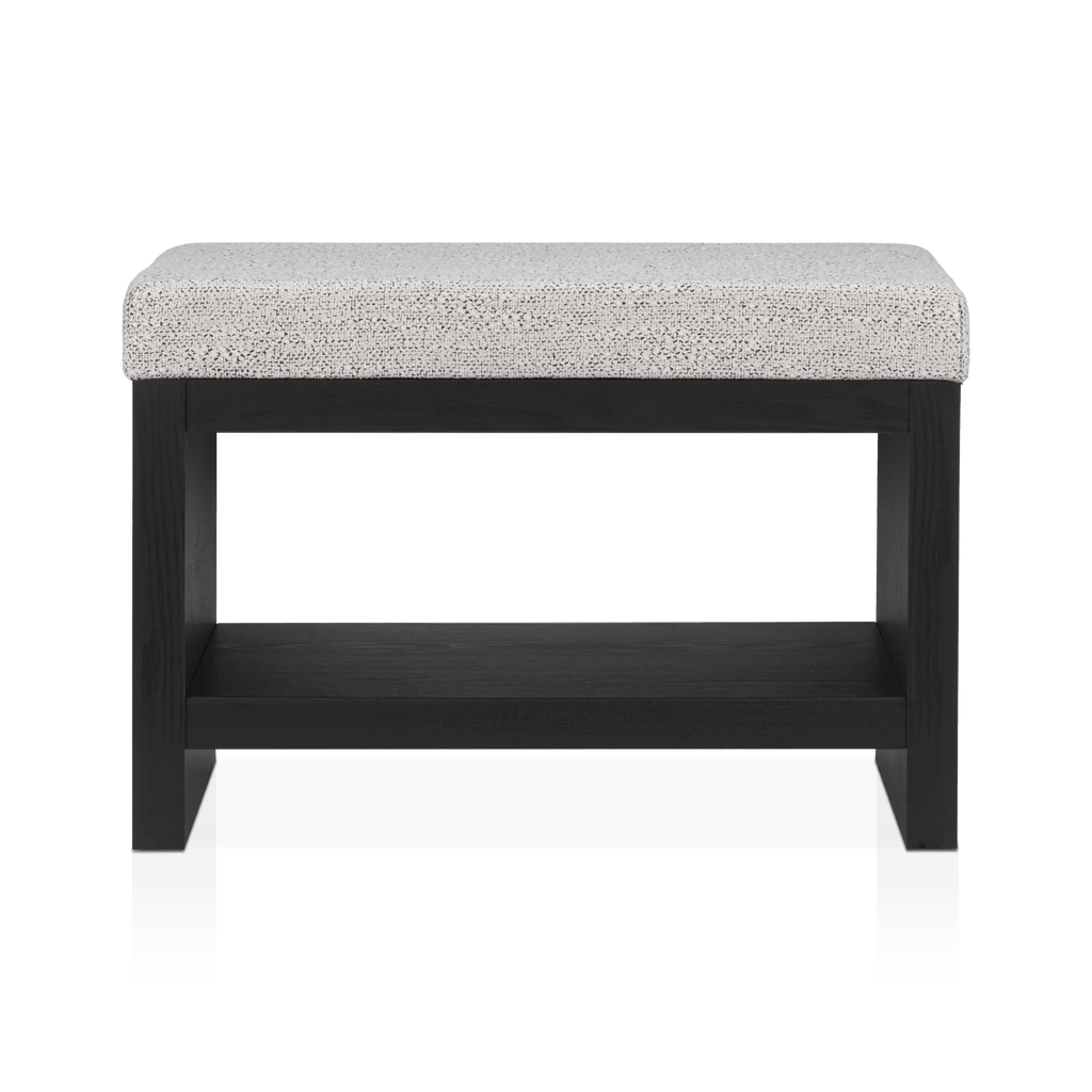 Fabric and Wood Bench with Shoe Rack