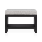 Fabric and Wood Bench with Shoe Rack