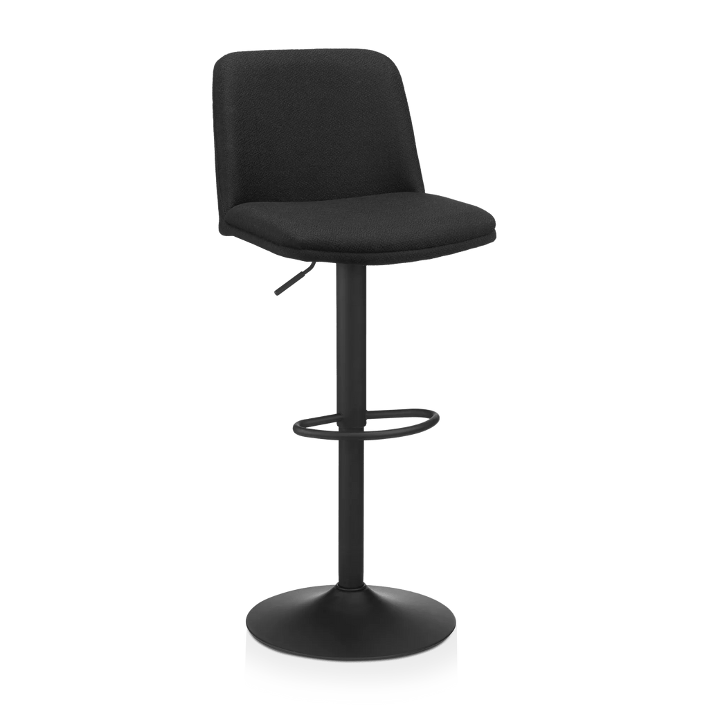 Black Fabric and Metal Adjustable Bar Stool