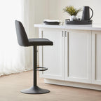 Black Fabric and Metal Adjustable Bar Stool