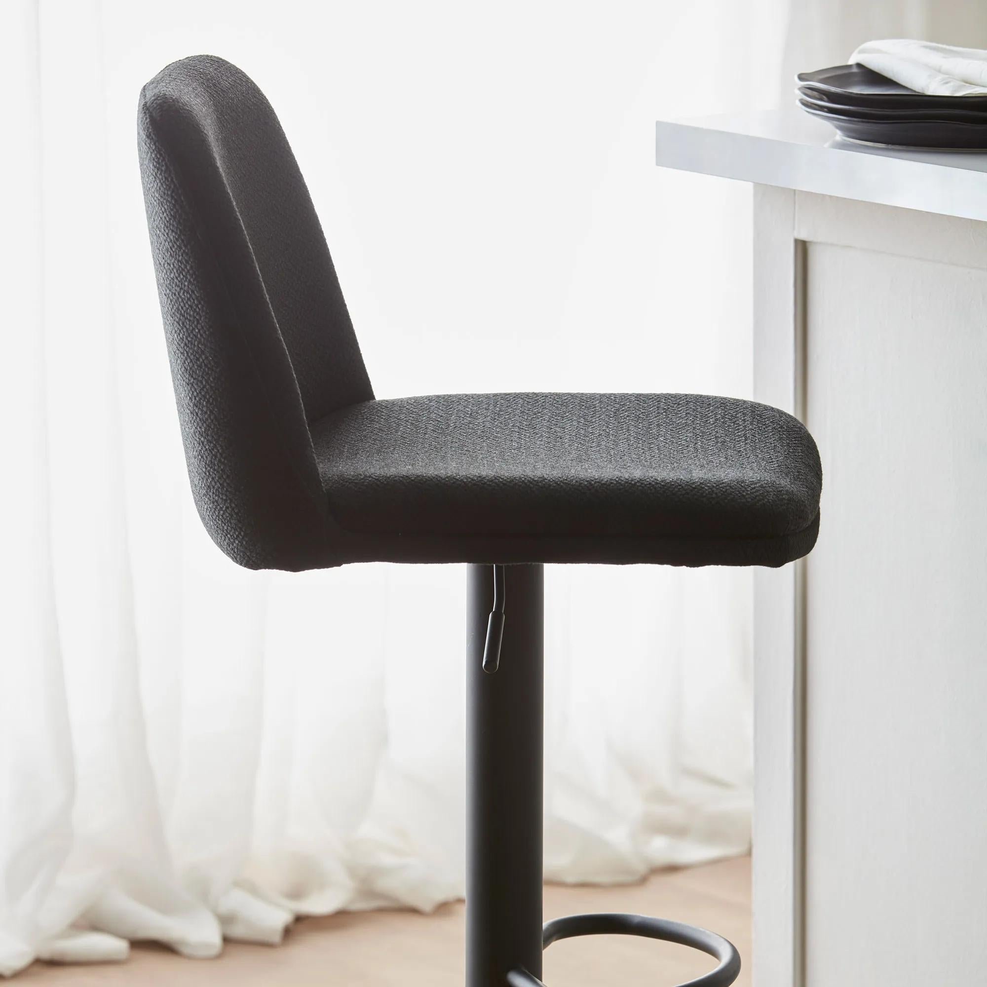 Black Fabric and Metal Adjustable Bar Stool