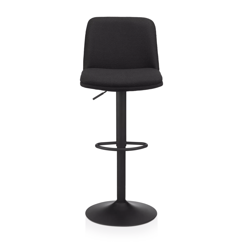 Black Fabric and Metal Adjustable Bar Stool