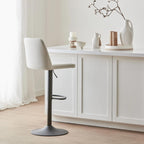 Oatmeal Fabric and Metal Adjustable Bar Stool