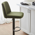 Khaki Fabric and Metal Adjustable Bar Stool