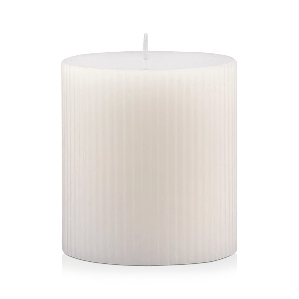 White Short Ribbed Candle